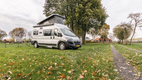 Fijnja – Luxury 4 pers. Pössl bus camper with sleeping lifting roof from 2019