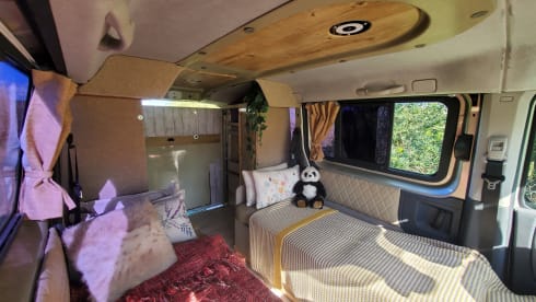 Blanche – Combi VW classique à pare-brise divisé, 2 couchages