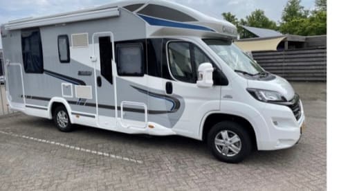 Spacious, well-equipped Chausson Titanium 728 EB motorhome for rent