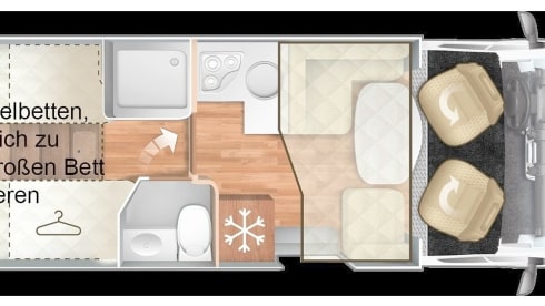 Bavarian Camper 9 – Teilintegrierter mit Innentür für 2 getrennte Räume