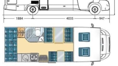 Light and spacious family camper with bunk beds