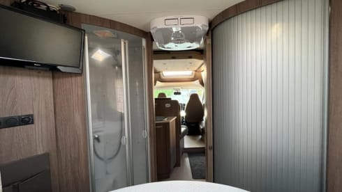 Bürstner/Fiat Ducato semi-integrated from 2016 with full leather upholstery.