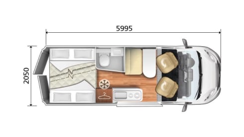 Rode rakker –  Rare & luxurious camper with 2 fixed beds for 4p (2020) 
