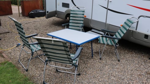 Camper with top layout
