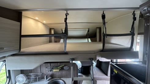 Bürstner/Fiat Ducato semi-integrated from 2016 with full leather upholstery.