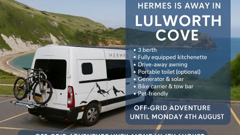 Meet Hermes – Hermes- Your Home on Wheels for Family Adventures – Off-Grid 3 Berth Camper | Pet Friendly | Drive-Away Awning