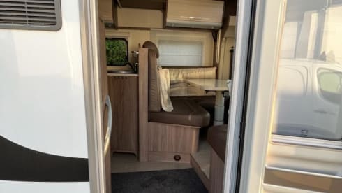 Bürstner/Fiat Ducato semi-integrated from 2016 with full leather upholstery.