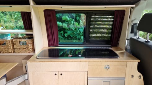 Self-built VW T5 camper for 2 people