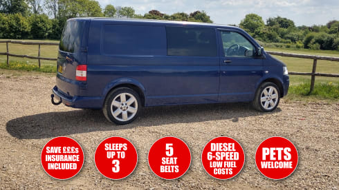 Halen – 2/3 berth LWB Volkswagen T30 with 5 seatbelts