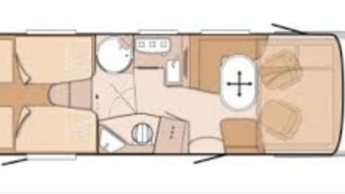 Knaus – Luxury KNAUSS, self-sufficient, length beds, 2x air conditioning, solar, XXL garage. 