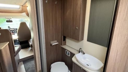 Bürstner/Fiat Ducato semi-integrated from 2016 with full leather upholstery.
