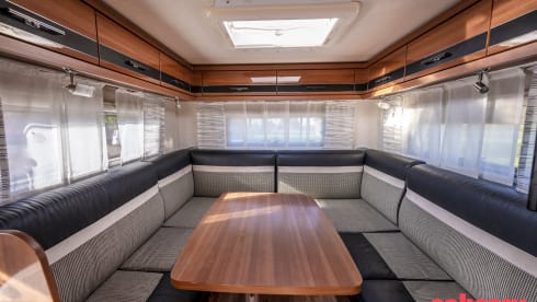 LMC Integral Camper with round seating layout