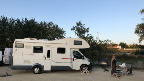 Very luxurious and modern family camper.