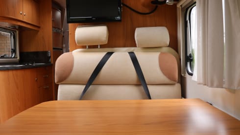Camper with top layout