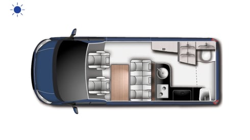 D'eropuit – New campervan Ford Nugget Plus with high roof - 4 people