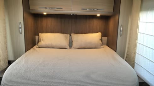 Bürstner/Fiat Ducato semi-integrated from 2016 with full leather upholstery.