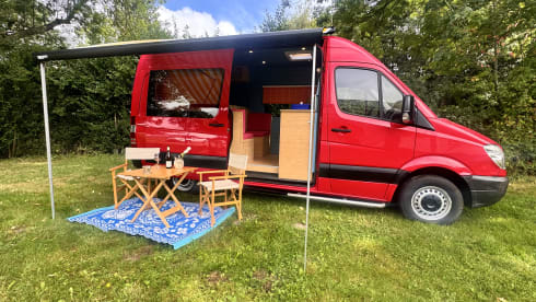 Nice red camper van 
