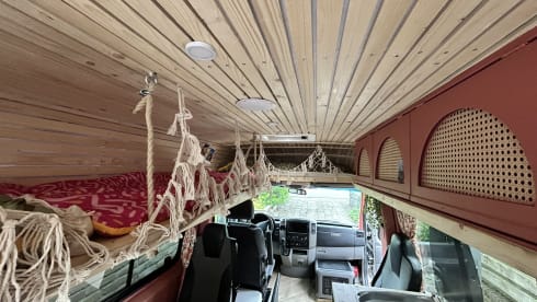 5 to 6 person self-build bus camper Mercedes Sprinter automatic.