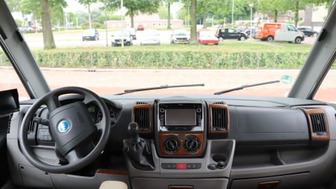 Camper with top layout