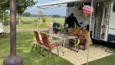 Very luxurious and modern family camper.