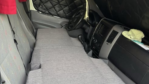 On an adventure with our spacious 2-6p camper van (converted VW Crafter)