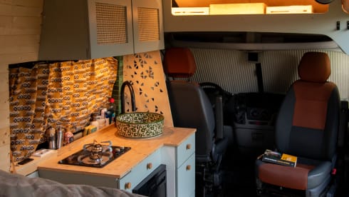 Adventurous camper van with on-board cinema and "Stealth Mode"