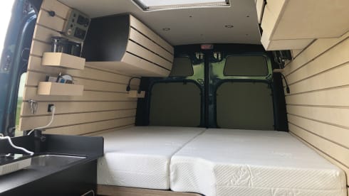 New cool off-grid Mercedes Sprinter bus camper with length beds