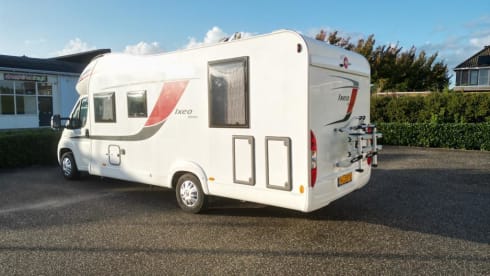 Bürstner/Fiat Ducato semi-integrated from 2016 with full leather upholstery.
