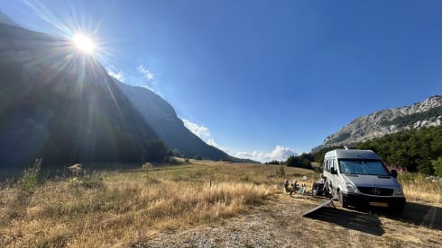 5 to 6 person self-build bus camper Mercedes Sprinter automatic.
