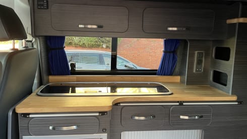 Charlie – Newly converted VW  automatic long wheelbase camper 