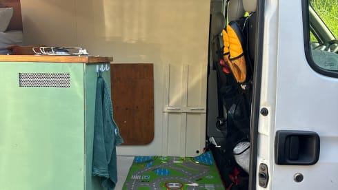 Atmospheric self-build camper van for 2 people (+ baby/small child)