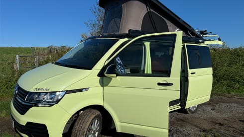 Hit the Road in Style with Our Gorgeous Green VW Campervan!
