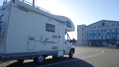 Family camper with bunk bed