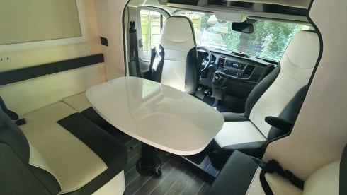 Luxury mobile home with spacious beds and a very large garage