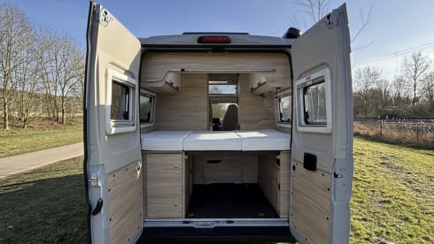 New camper van, 2 sleeping places and bicycle carrier
