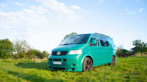 Pretty Green – Volkswagen campervan met 2 slaapplaatsen uit 2006