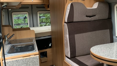 Compact Pössl 2Win factory-built bus camper (dog allowed)