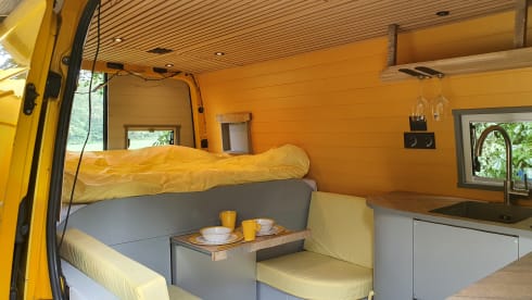 Gele Gerrie – Nothing is too crazy in this luxurious cat! Underfloor heating, coffee or a glass of wine?