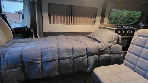 Lizzy – Sleeps 2 and has a loo, the tardis of campers