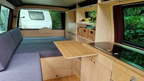 Self-built VW T5 camper for 2 people