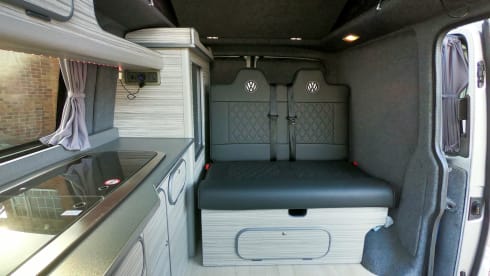 4 berth Volkswagen Campervan with pop top