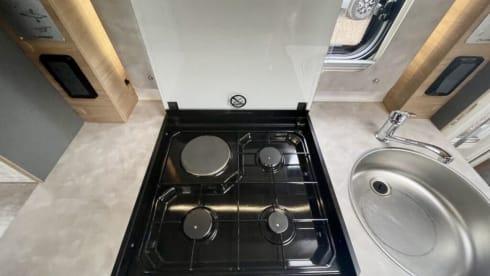 Hugo  – Luxury 4 berth Bailey Adamo with drop down beds and large living spaces. 