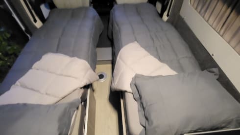 Lizzy – Sleeps 2 and has a loo, the tardis of campers