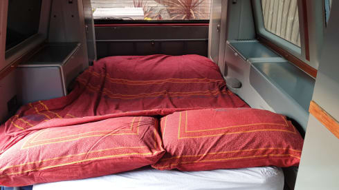 Original retro Volkswagen T3 Dehler with complete camping equipment.