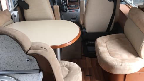 C1 driving license. Super luxury Hymer for 4 people.