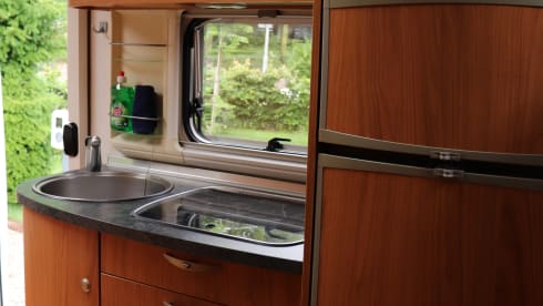 Camper with top layout