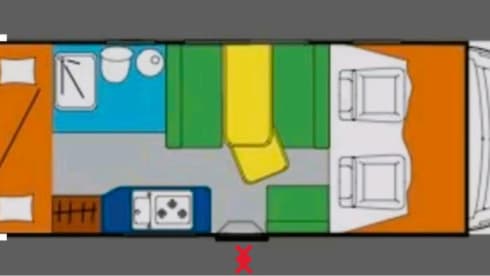 Spacious family camper 6p Air conditioning Bunk bed Solar Alcove Tow bar