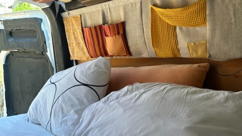 Atmospheric self-build camper van for 2 people (+ baby/small child)