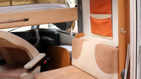 Camper with top layout