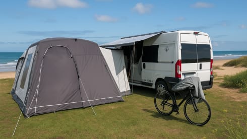 Meet Hermes – Hermes- Your Home on Wheels for Family Adventures – Off-Grid 3 Berth Camper | Pet Friendly | Drive-Away Awning